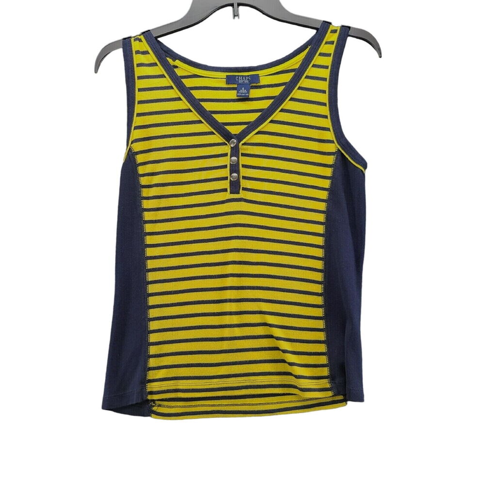 Chaps Womens Tank Top Multi-Color Size Small 100% Cotton Sleeveless Pullover